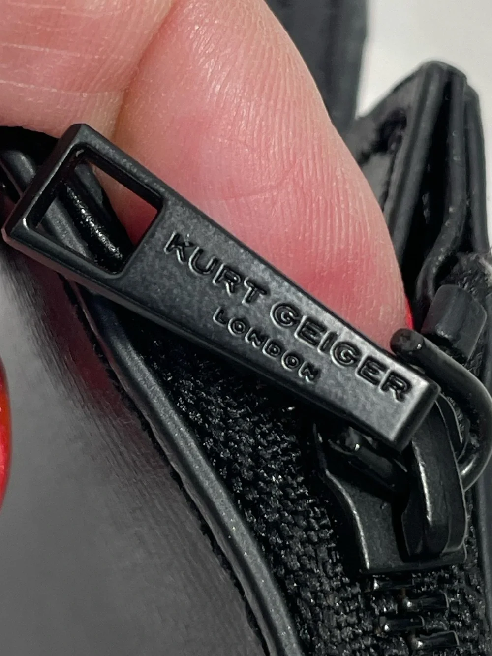 Kurt Geiger Black Leather Logo Wristlet